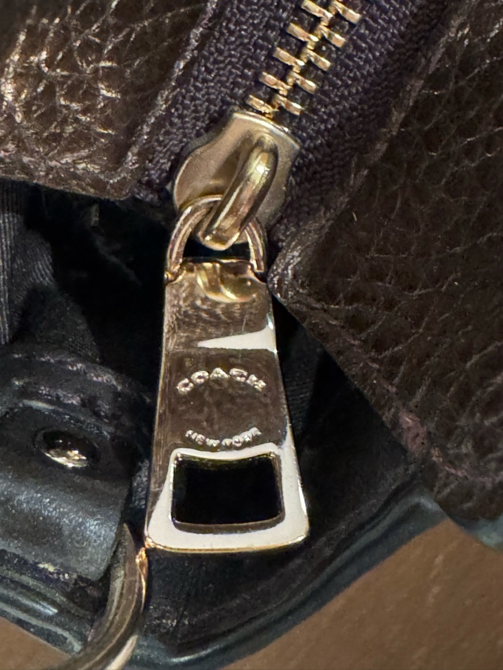 COACH Brown Pebbled Leather Satchel with Gold Hardware - like new condition. - Picture 9 of 14